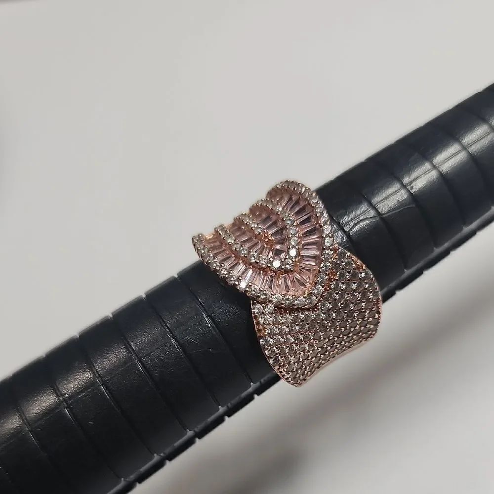 White And Pink Cubic Zirconia 18k Rose Gold Over Sterling Silver Ring 4.02ctw